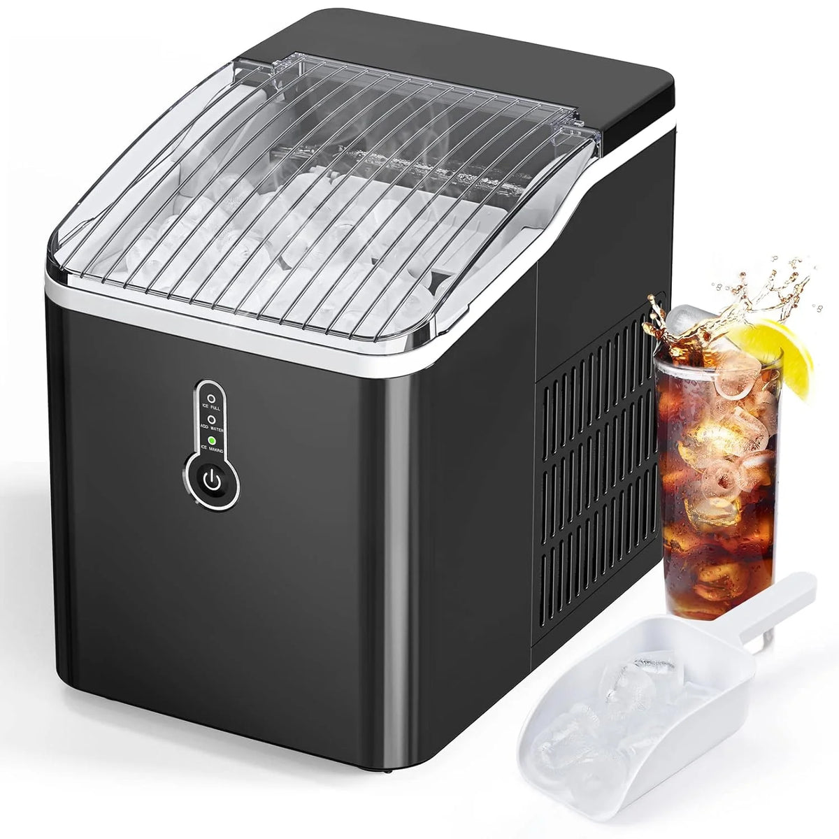 Black Countertop Ice Maker, 26 lb/24h, 9 Cubes in 6-8 Mins, Self-Cleaning O2709