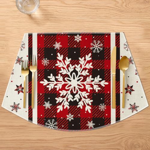 Buffalo Plaid Snowflakes Winter Placemats Set of 4 T1587