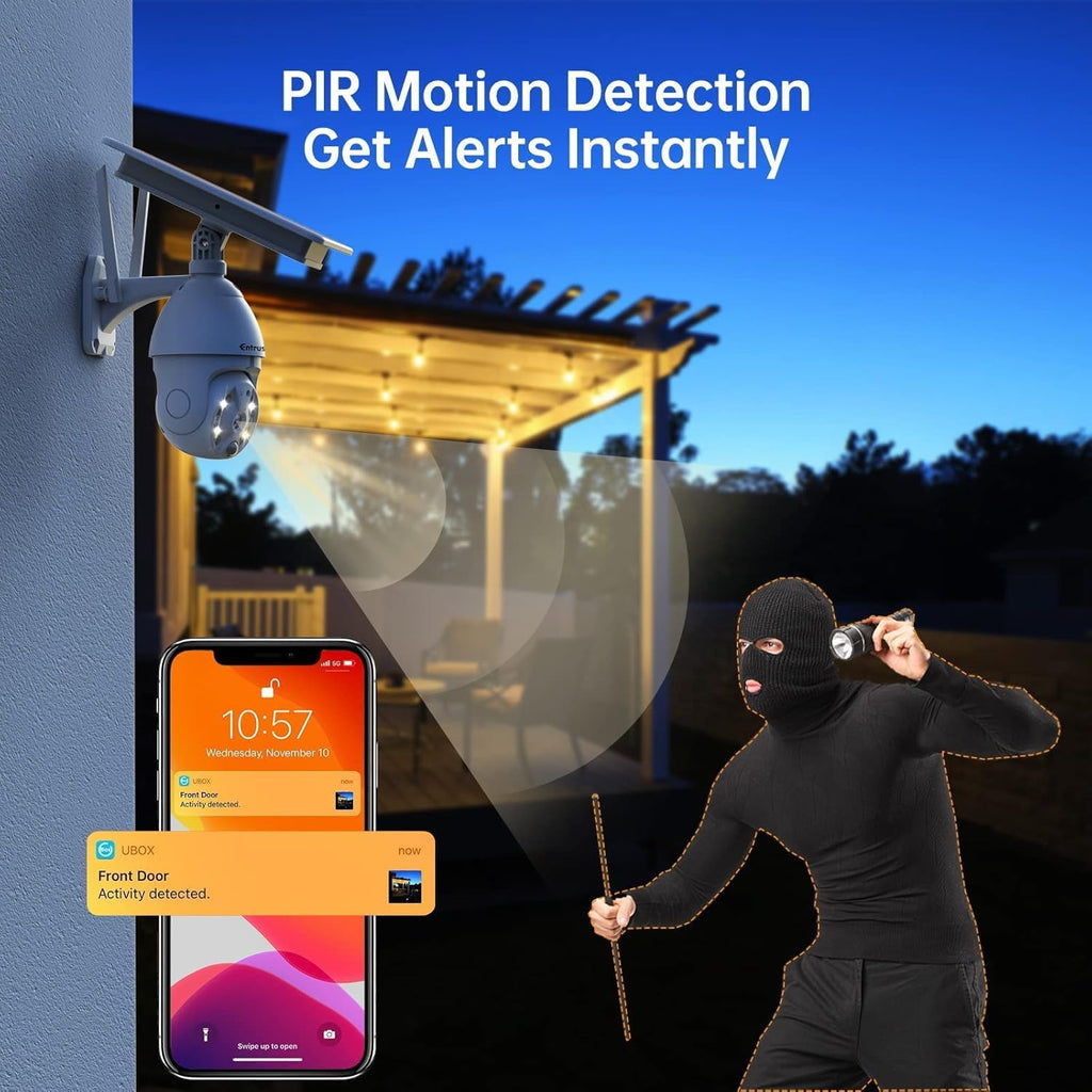 Solar Security Camera Wireless Outdoor 360° Pan Tilt WiFi Solar Powered Camera P438149