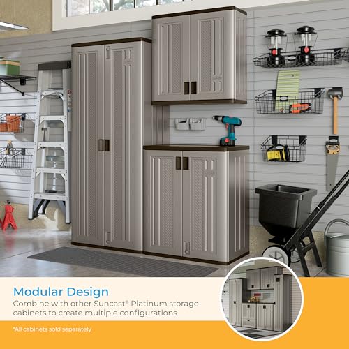 Plastic Tall Storage Cabinet with Doors and Shelves F2615