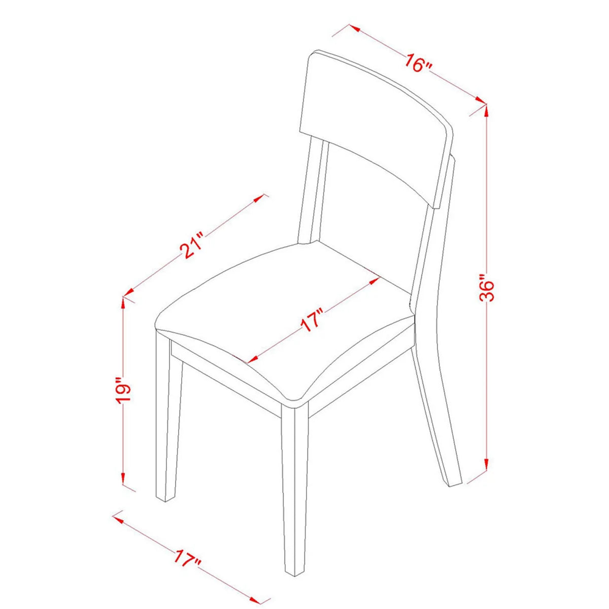 White Wood Slat Back Dining Chair Set of 2 K256