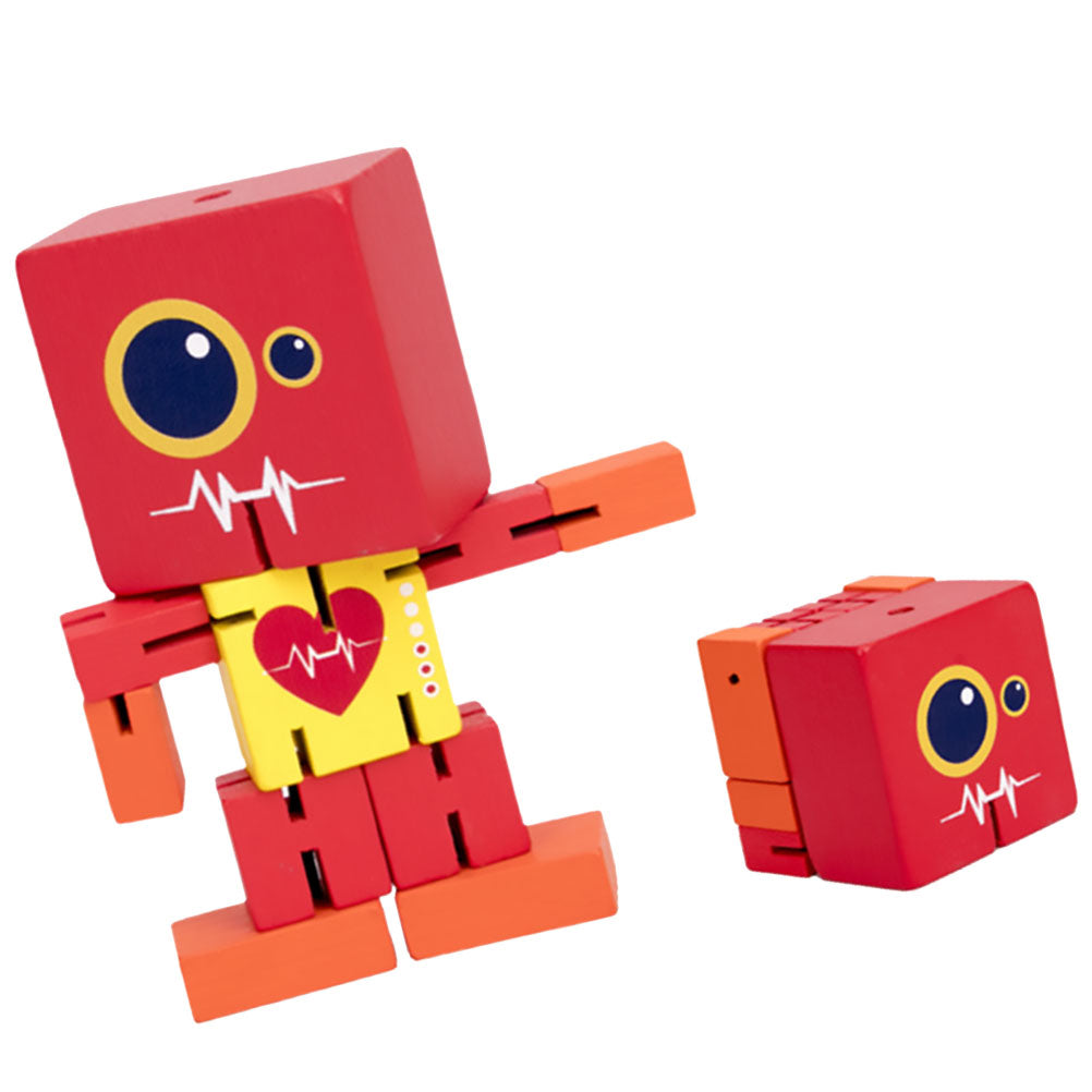 Red Wooden Robot Puzzle Toy Y366