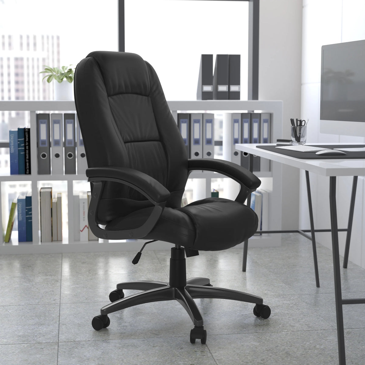 Black High Back Executive Swivel Ergonomic Office Chair with Arms G397985