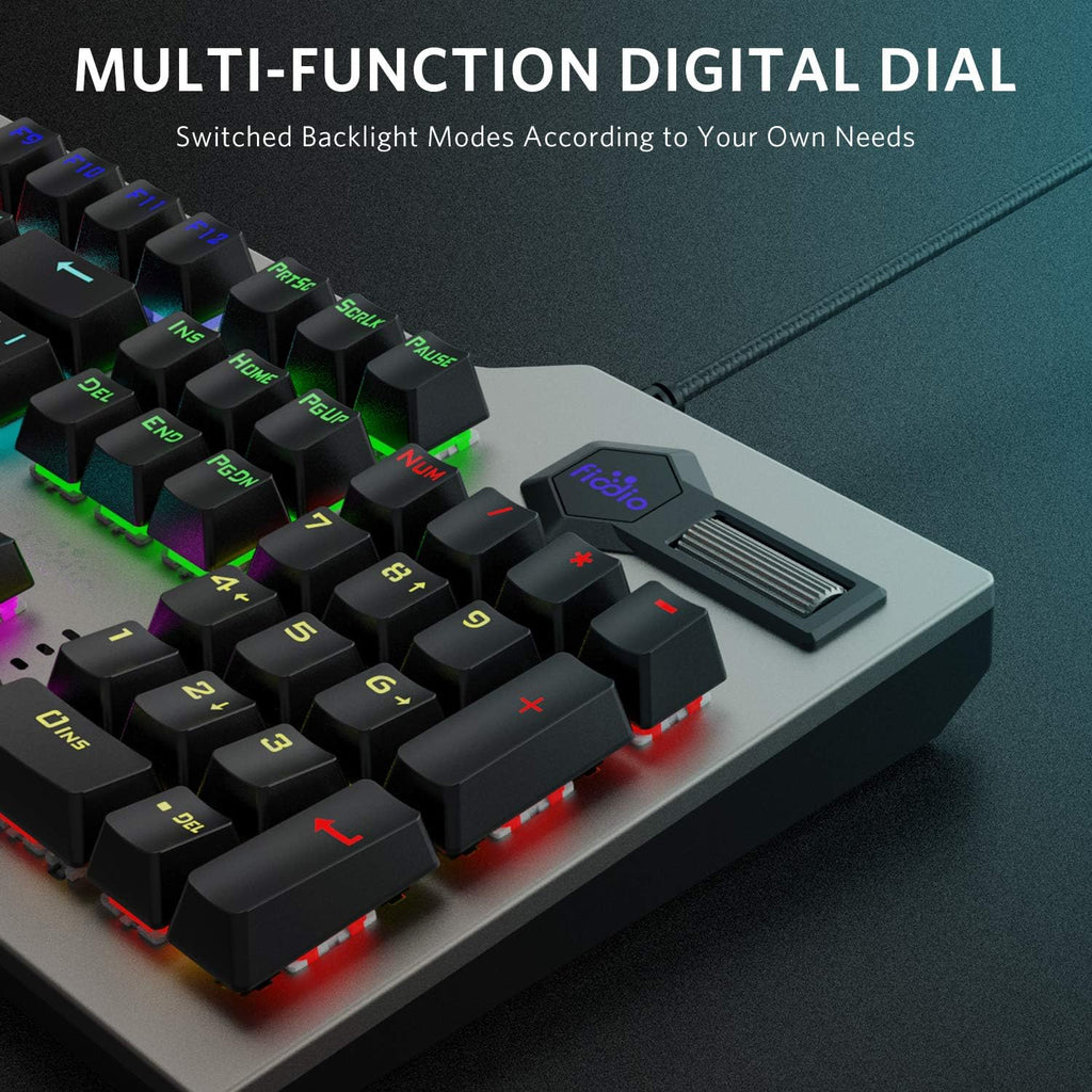 Mechanical Gaming Keyboard Wired RGB Rainbow Backlit with Blue Switches Ergonomic Standard Keyboard Pack of 2 N34484