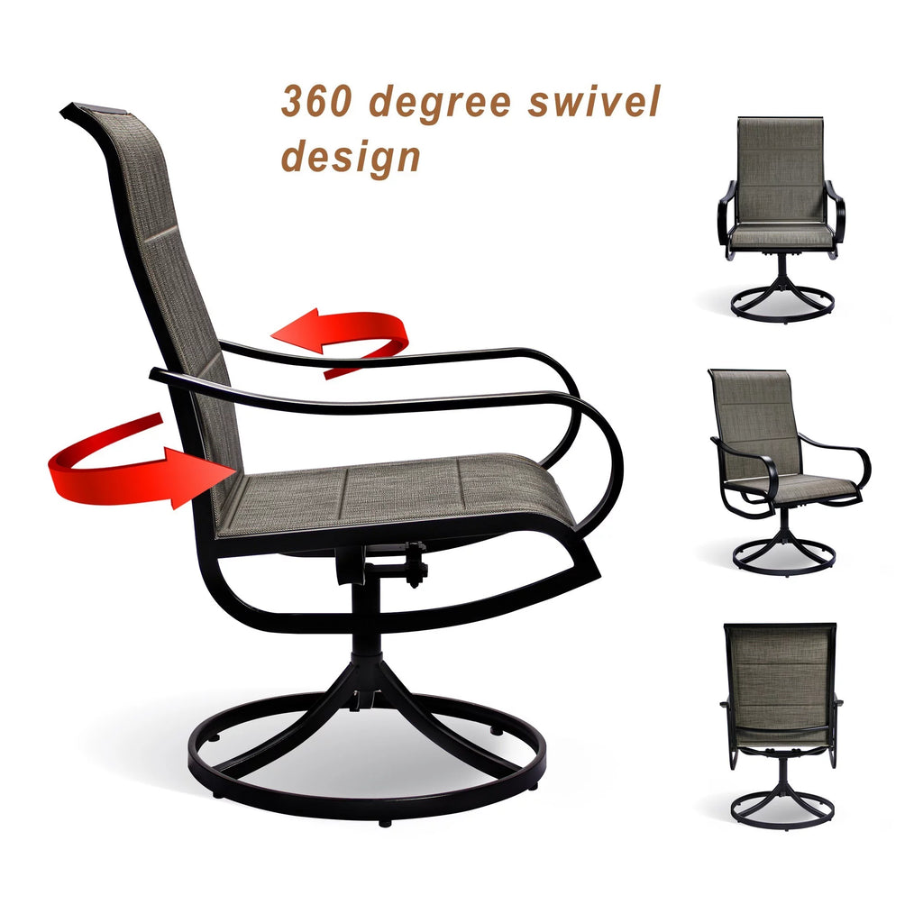 Set of 2 Swivel Dining Chairs Textilene Mesh Fabric Black Frame Q206