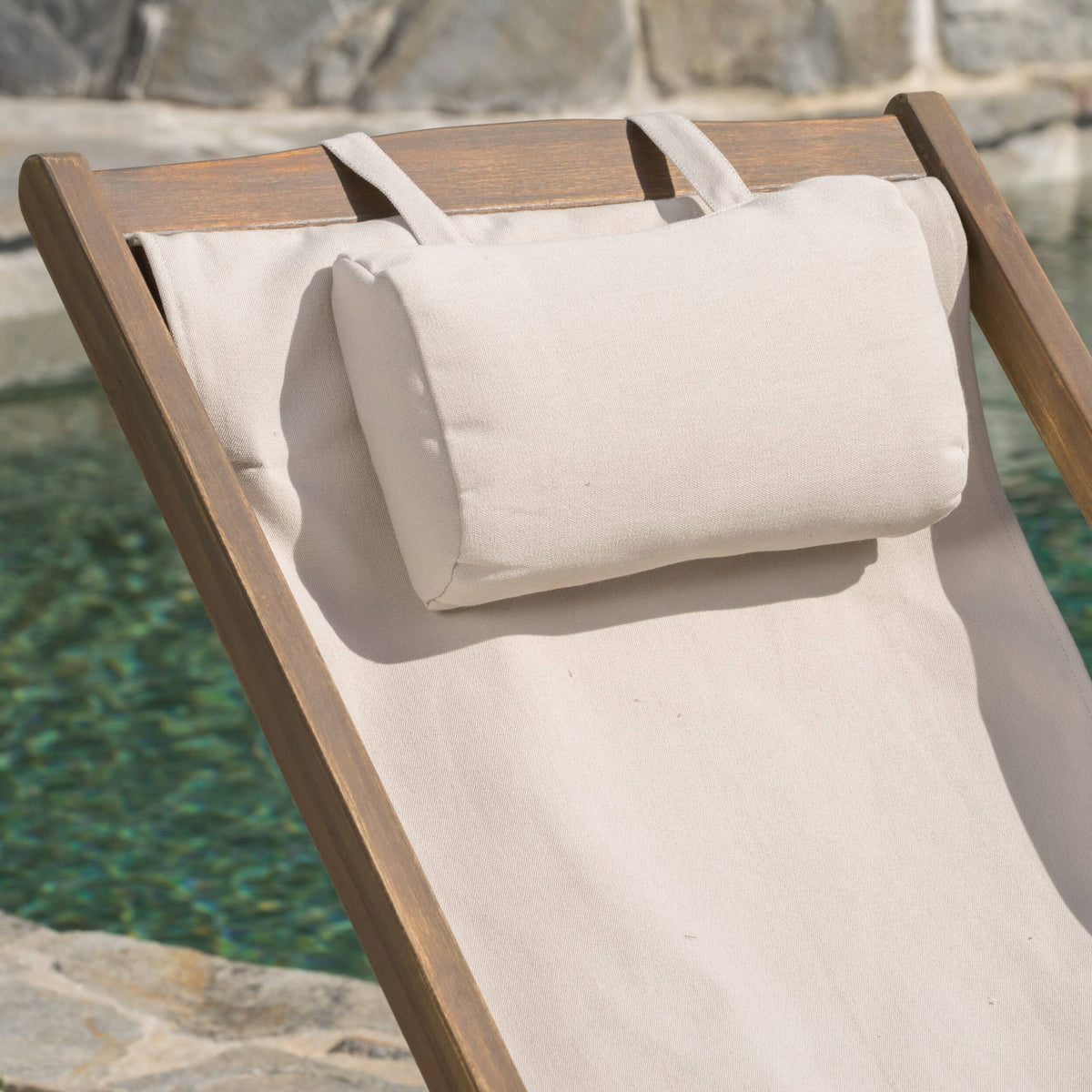 Brown Wood and Canvas Sling Chair Set of 2 Z2168