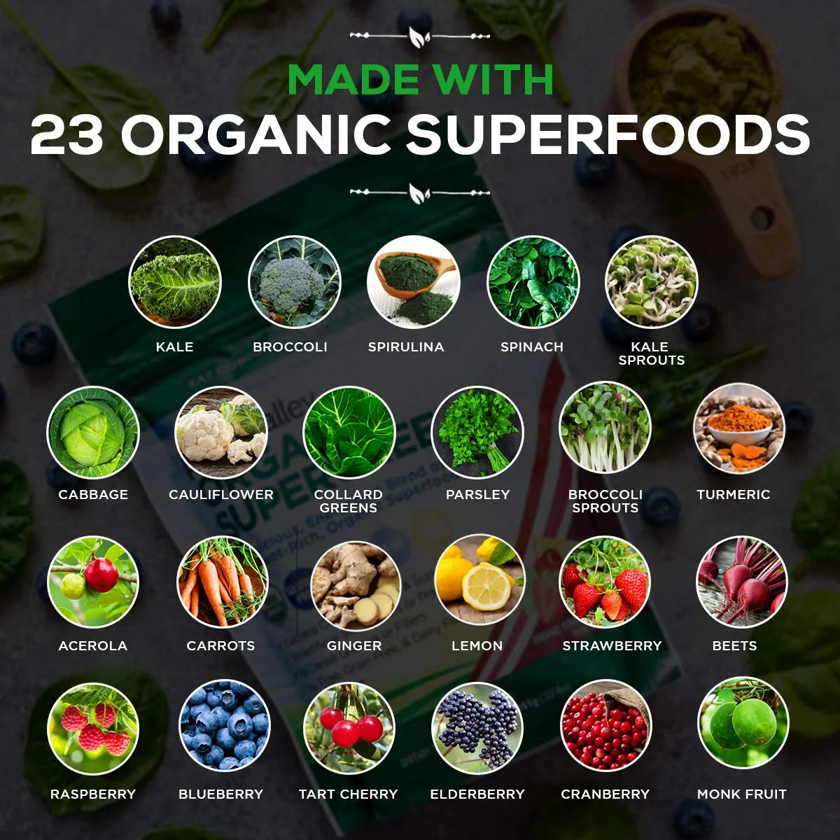 Organic Supergreens Raw Green Superfood Powder 30 Servings S799