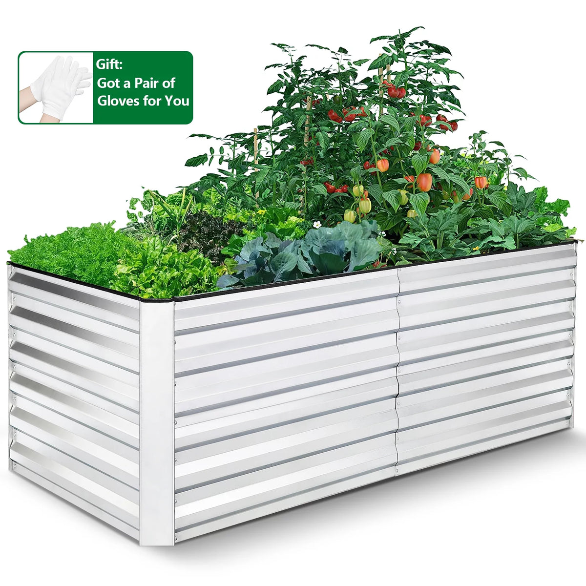 Galvanized Raised Garden Beds 6ftx3ftx2ft Large Metal Planter Box F81742