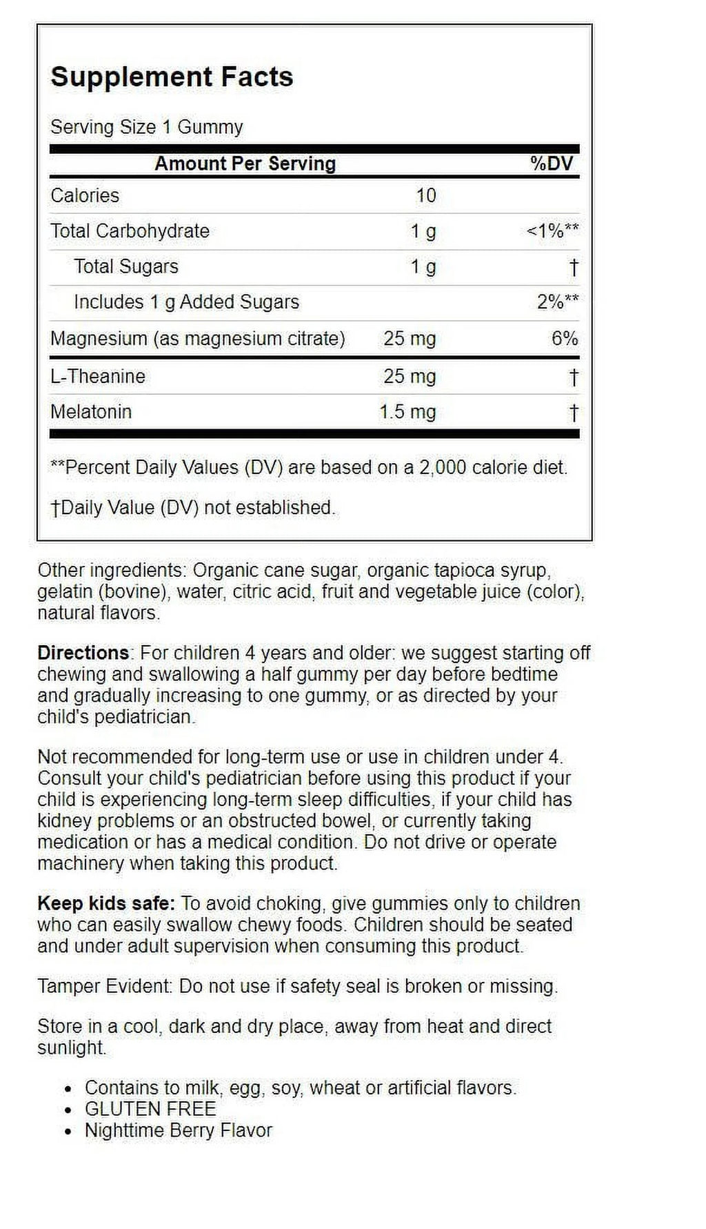 Kids Magnesium Supplement Gummies, Nighttime Berry, 60 Count P15153