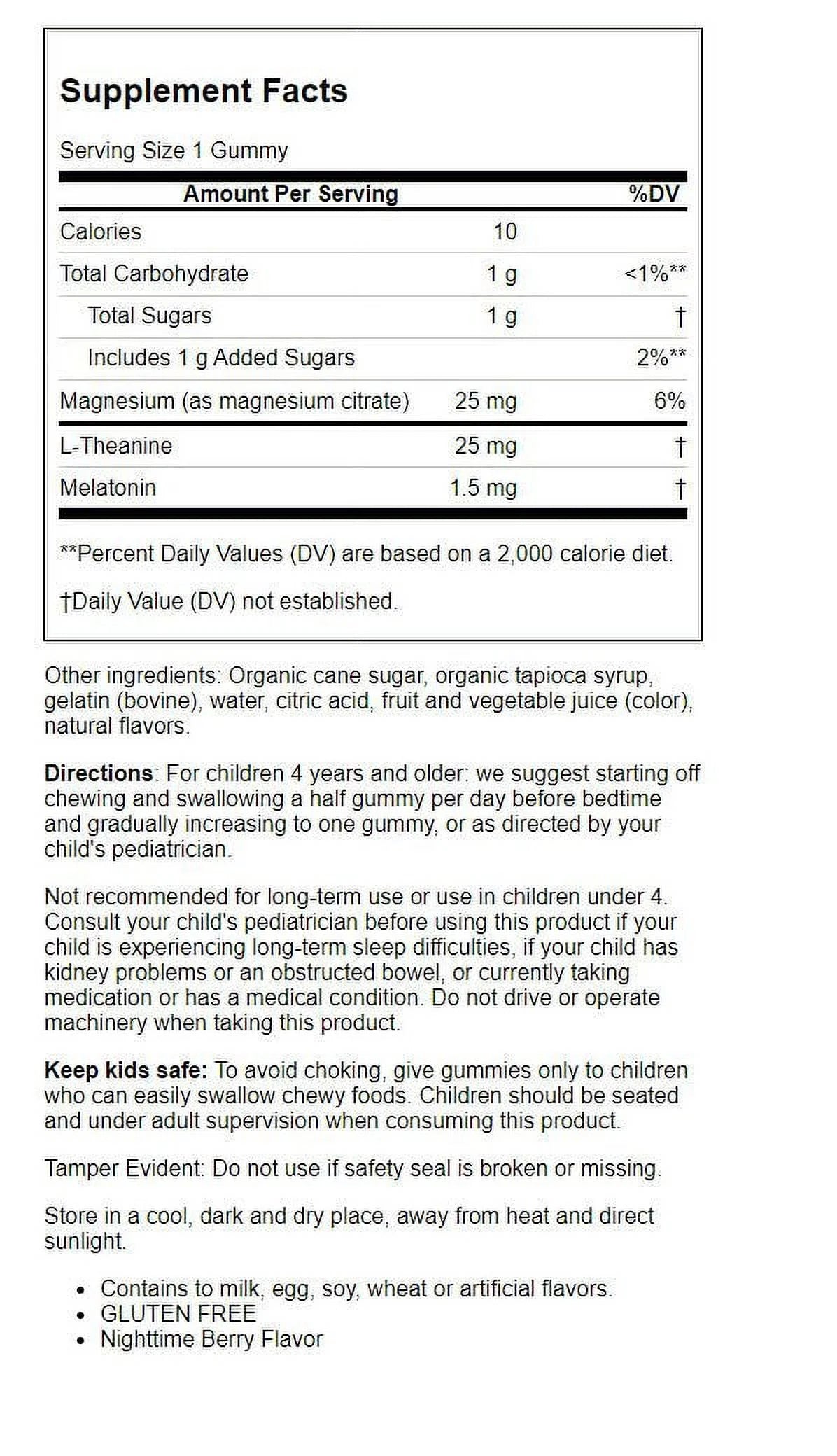 Kids Magnesium Supplement Gummies, Nighttime Berry, 60 Count P15153