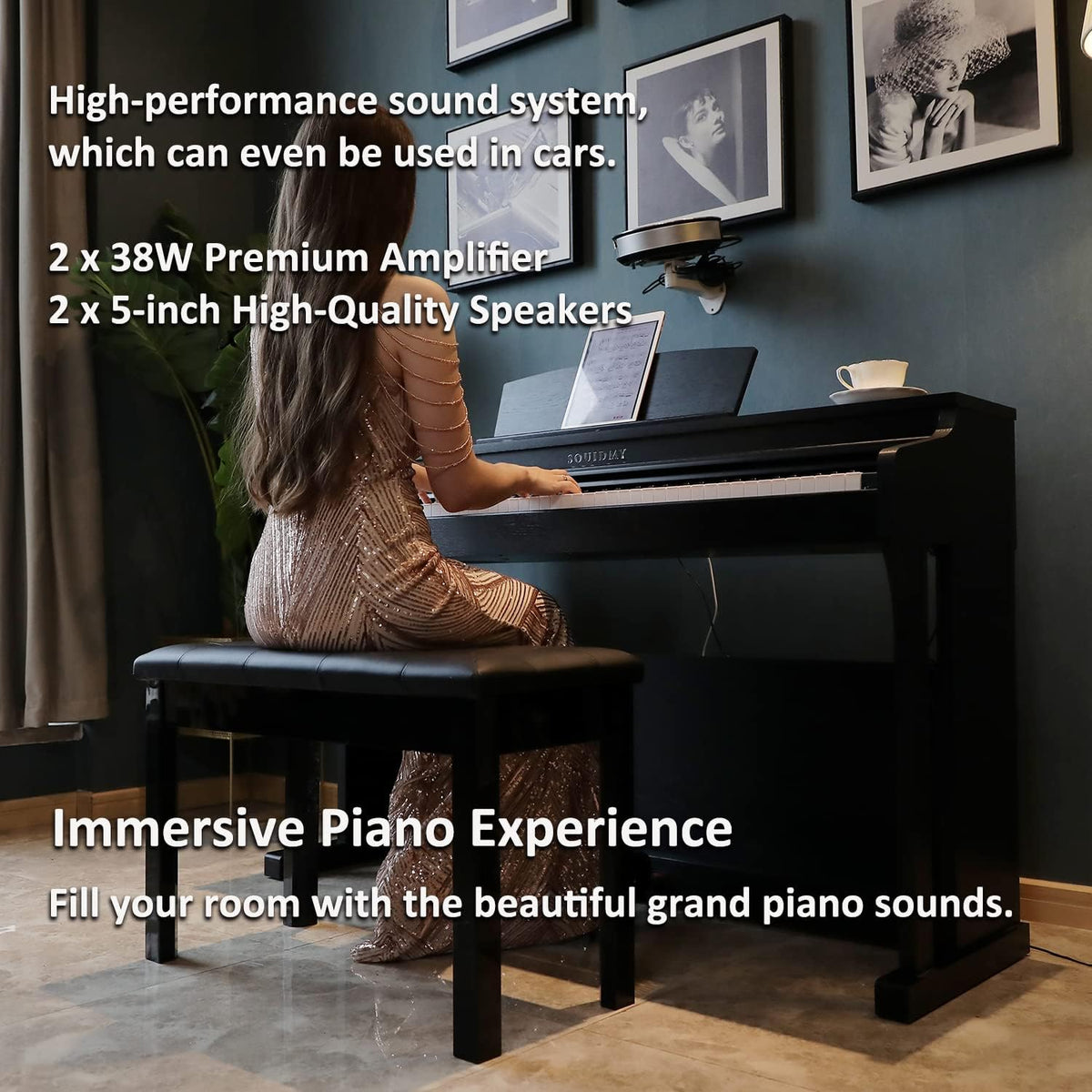 88-Key Weighted Hammer-Action Digital Piano X7590