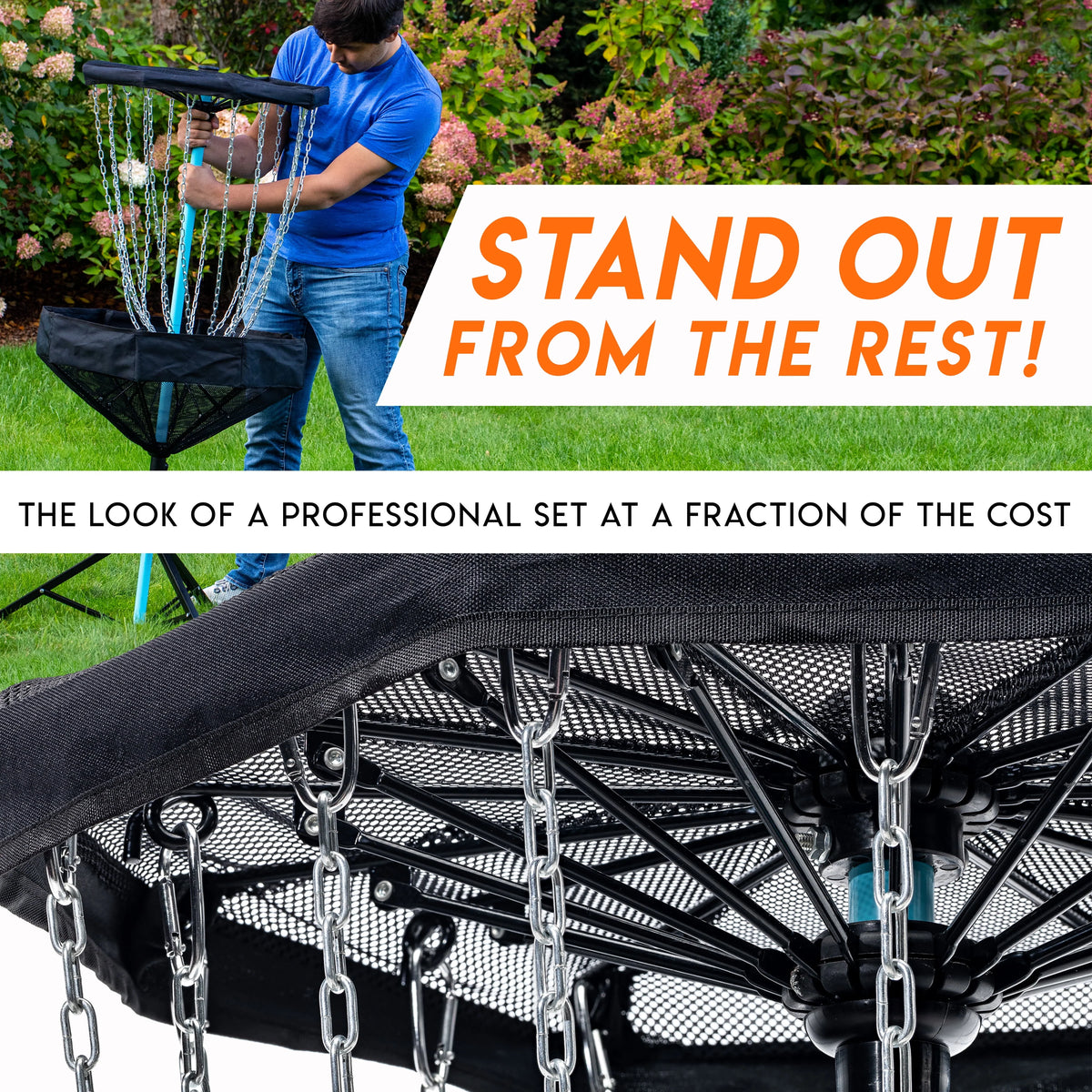 PDGA Approved Portable Disc Golf Target Basket Set with Metal Chains D3277