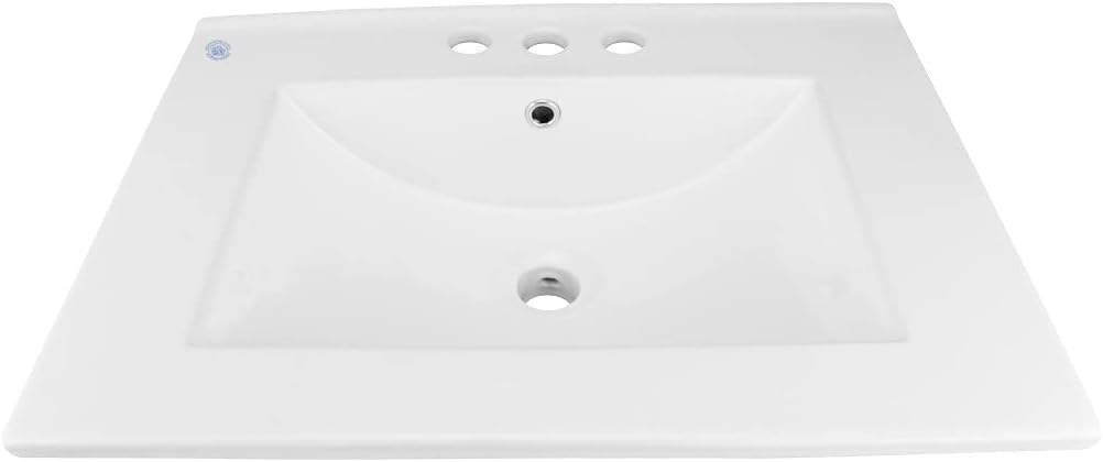 White Drop-in Rectangular Bathroom Sink with Overflow P233222