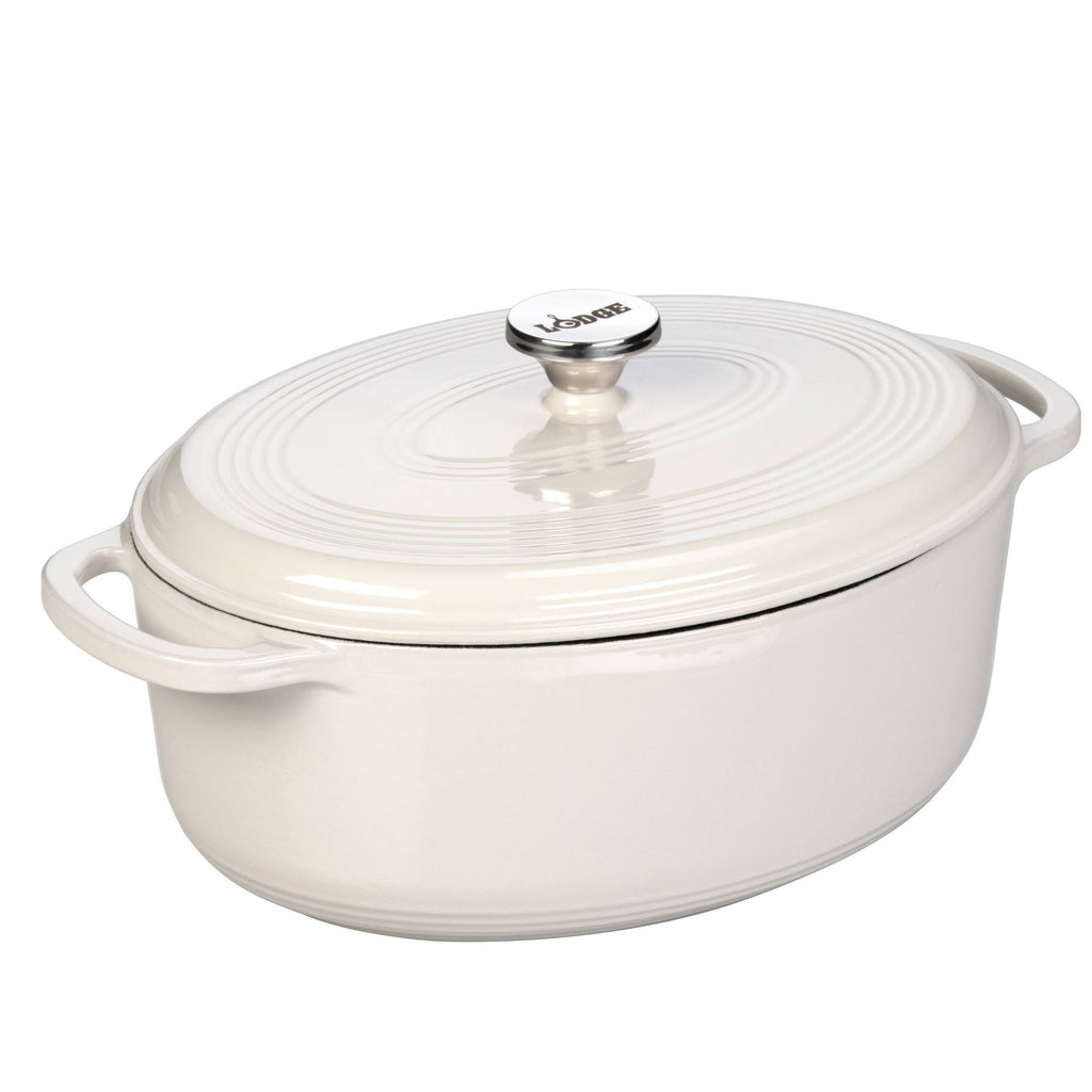 Enameled Cast Iron Oval Dutch Oven 7-Quart Oyster White F84545