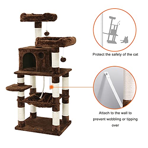 56.3-Inch Light Gray Cat Tree with Scratching Posts W281272
