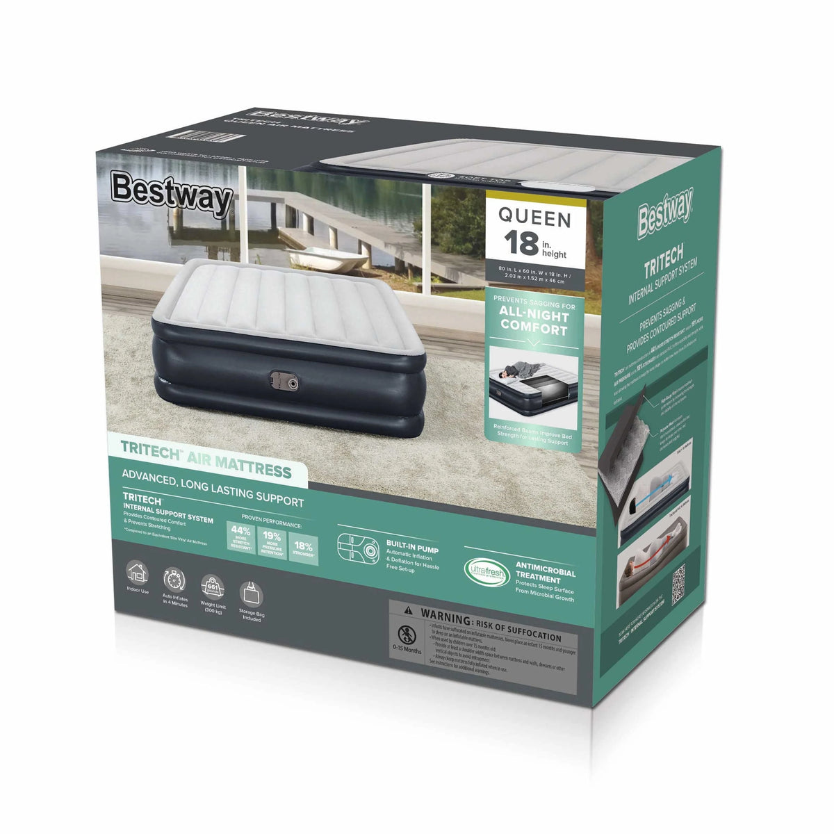 18 Tritech Air Mattress Queen with Built-in Pump K89413