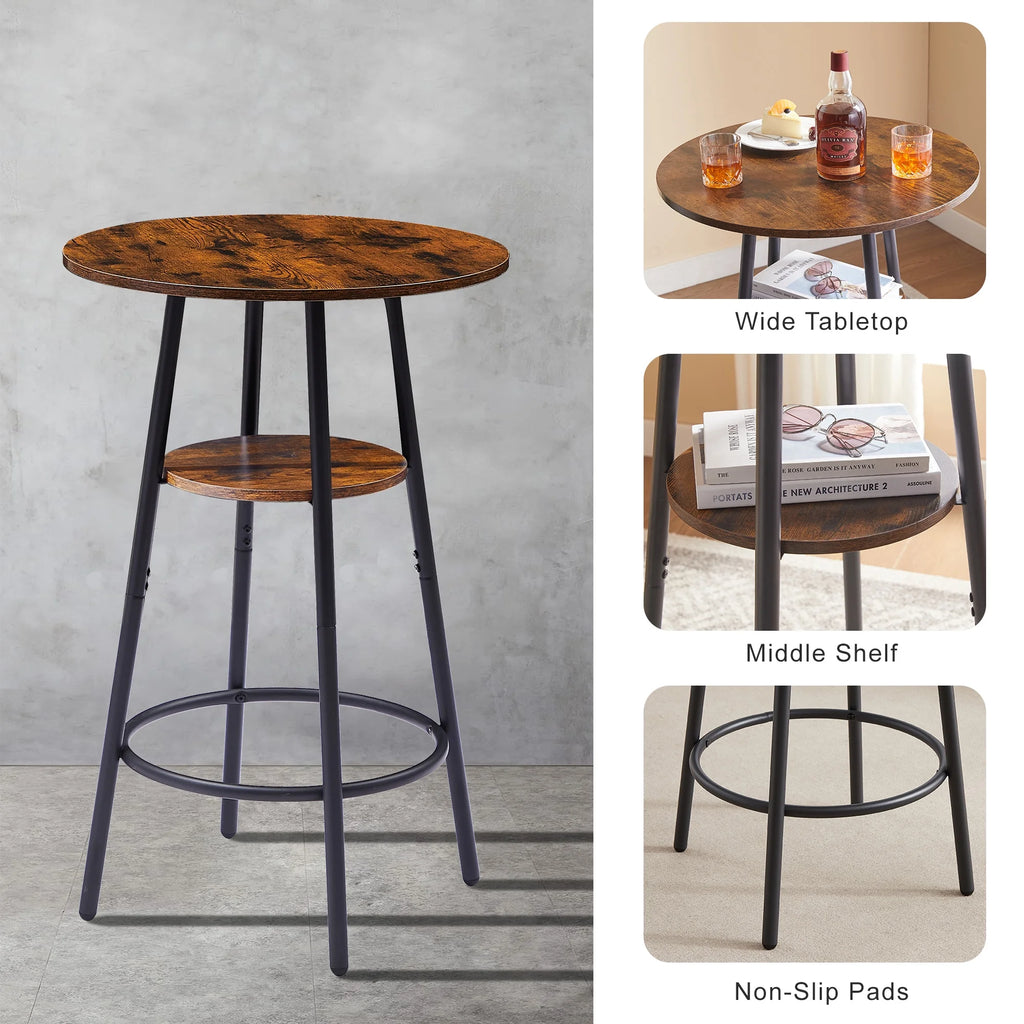 Counter Height Dining Set for 2, Metal Bistro Pub Table Set w/ Cushioned Stools T413112
