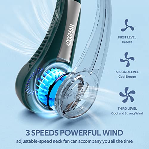 Portable Hands Free Bladeless Neck Fan 4000mAh USB Rechargeable Black R9656