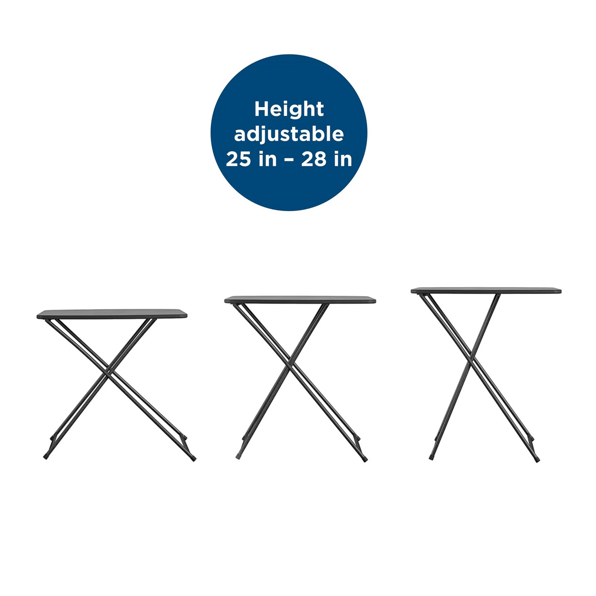 Black Adjustable Height Folding Table, 2 pack V44918