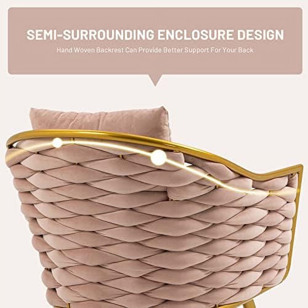 Beige Velvet Accent Chair with Arms and Pillow K25363