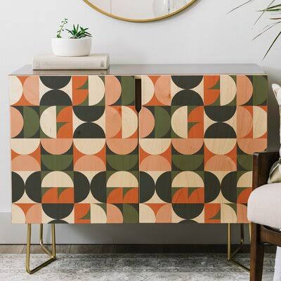 Mid Century Geometric Credenza V8342