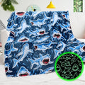 Glow in The Dark Shark Blanket 50x60 inch L73649
