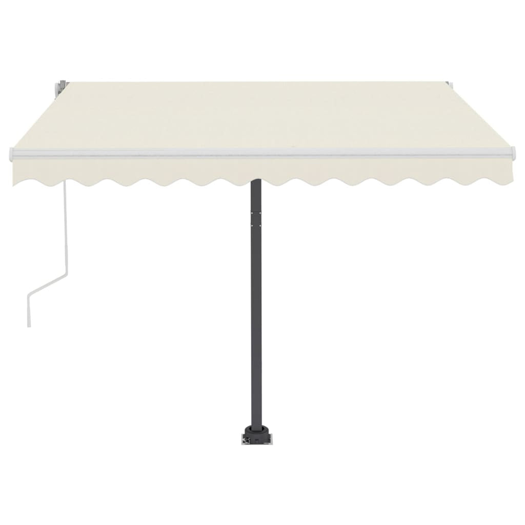 Manual Retractable Awning with LED Outdoor Canopy Sunshade Shelter Cream 118.1 x 98.4 Inches B646
