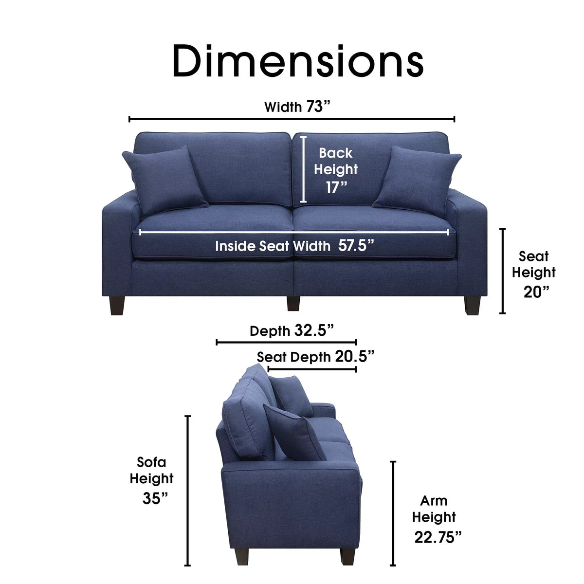 Navy Blue Fabric Sofa F995203