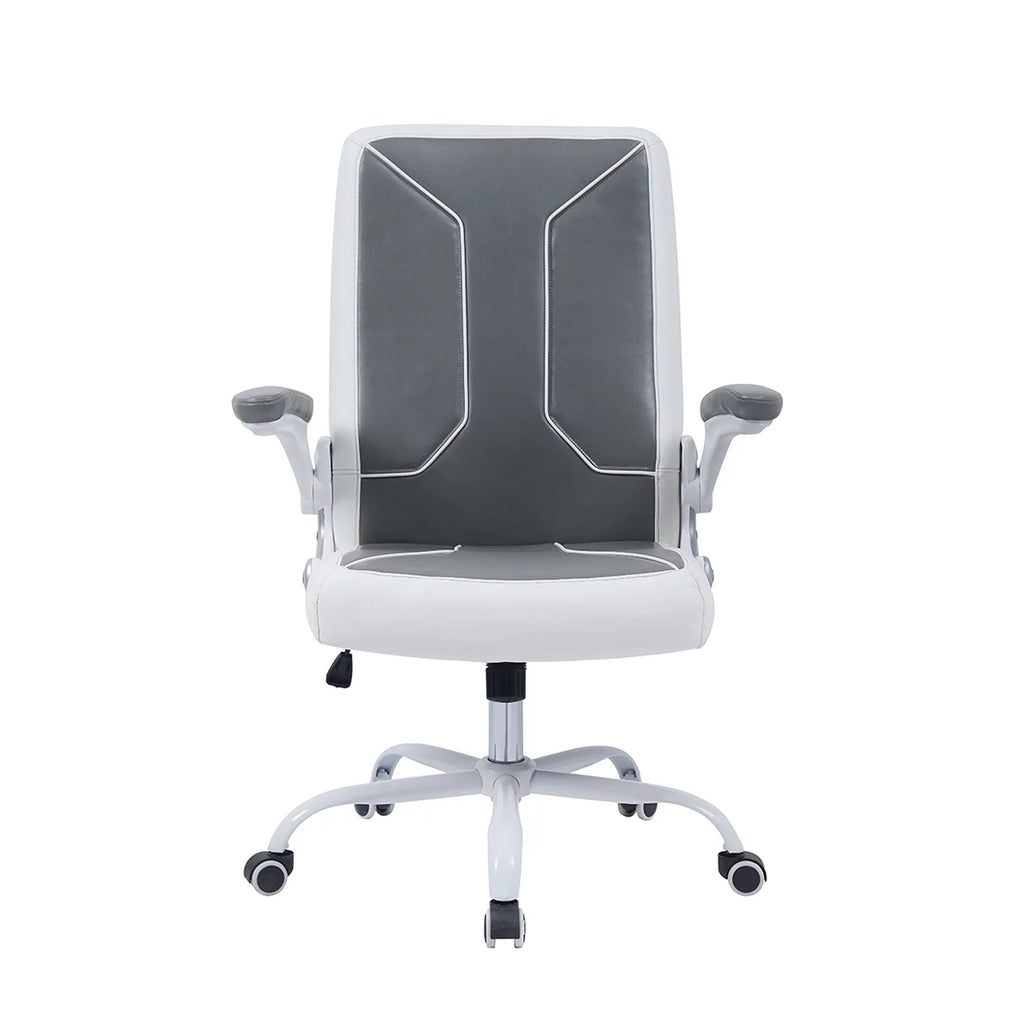 Grey/White Adjustable Height Office Desk Chair with Armrest L950
