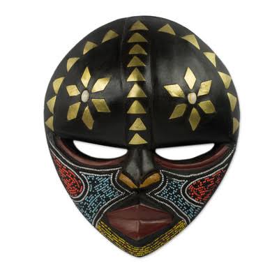 African Wood Mask Wall Decor O864868
