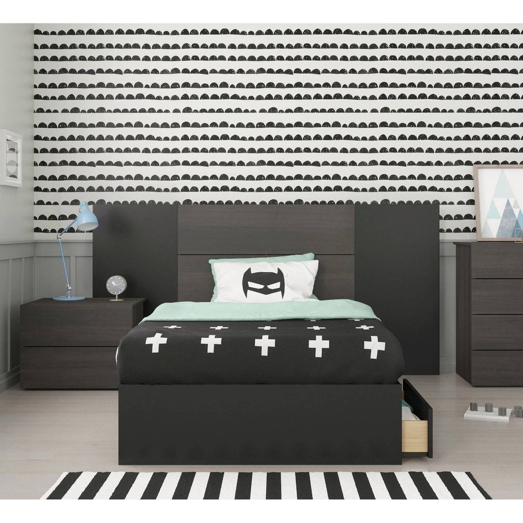 Ebony Black 4 Piece Twin Size Bedroom Set U368481