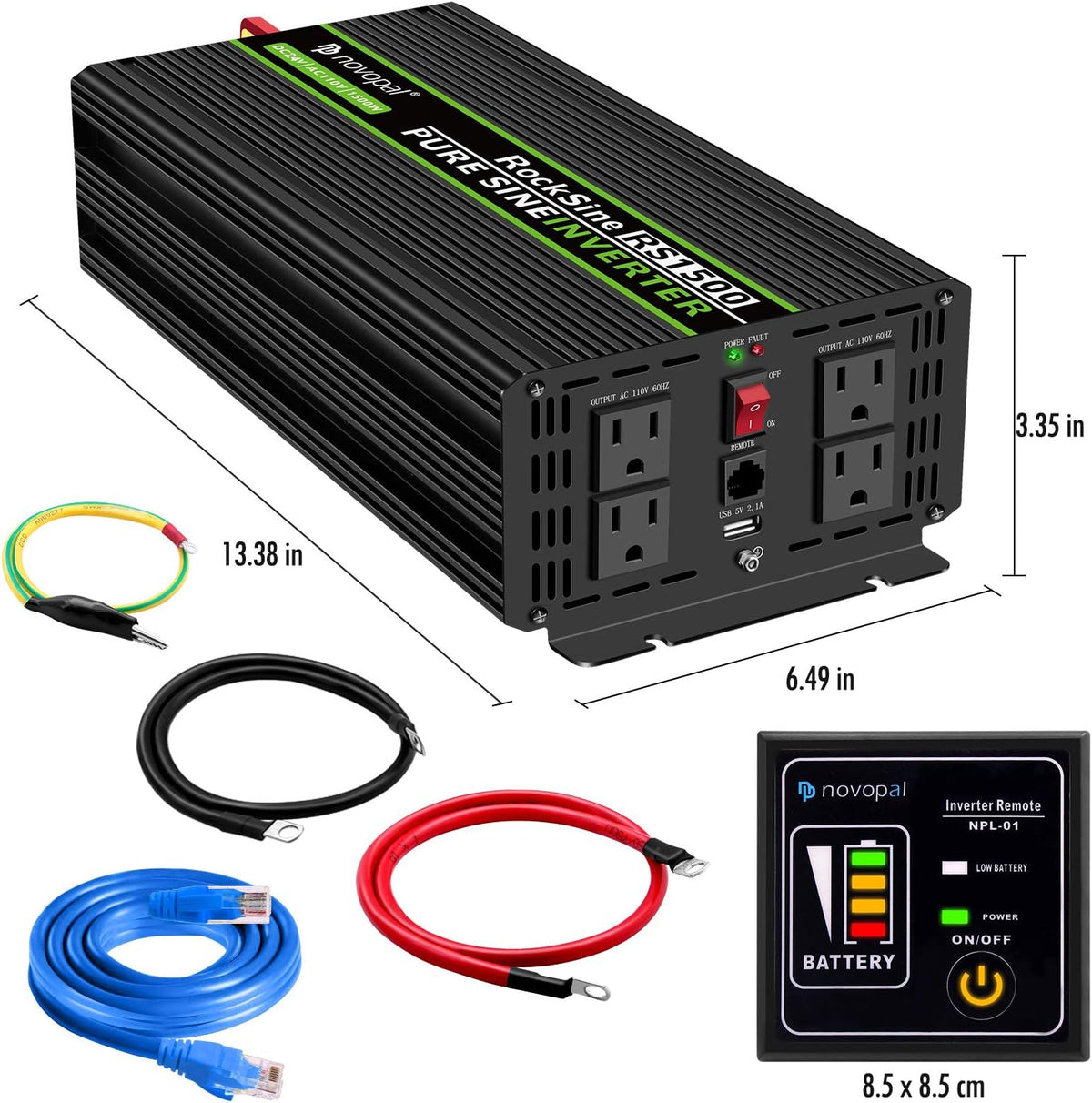1500 Watt 24V Pure Sine Wave Inverter with 4 AC Outlets N661446