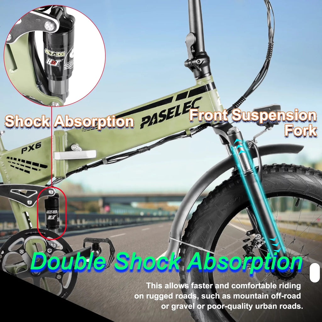 Folding Electric Mountain Bike 750W 20'' Aluminum Alloy 48V 12Ah 9 Speed P217