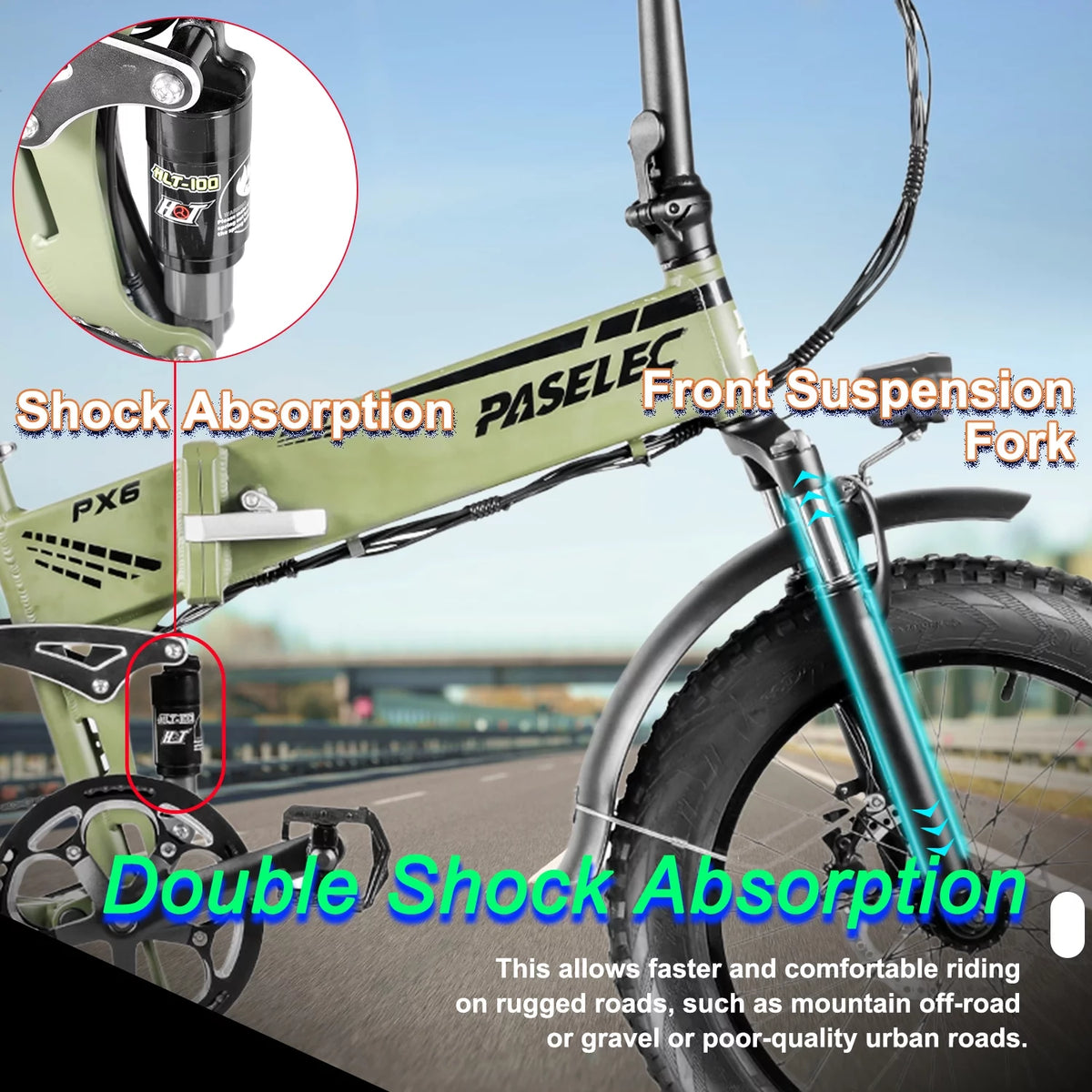 Folding Electric Mountain Bike 750W 20'' Aluminum Alloy 48V 12Ah 9 Speed P217
