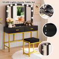Vanity Table with Lighted Mirror Black O777173