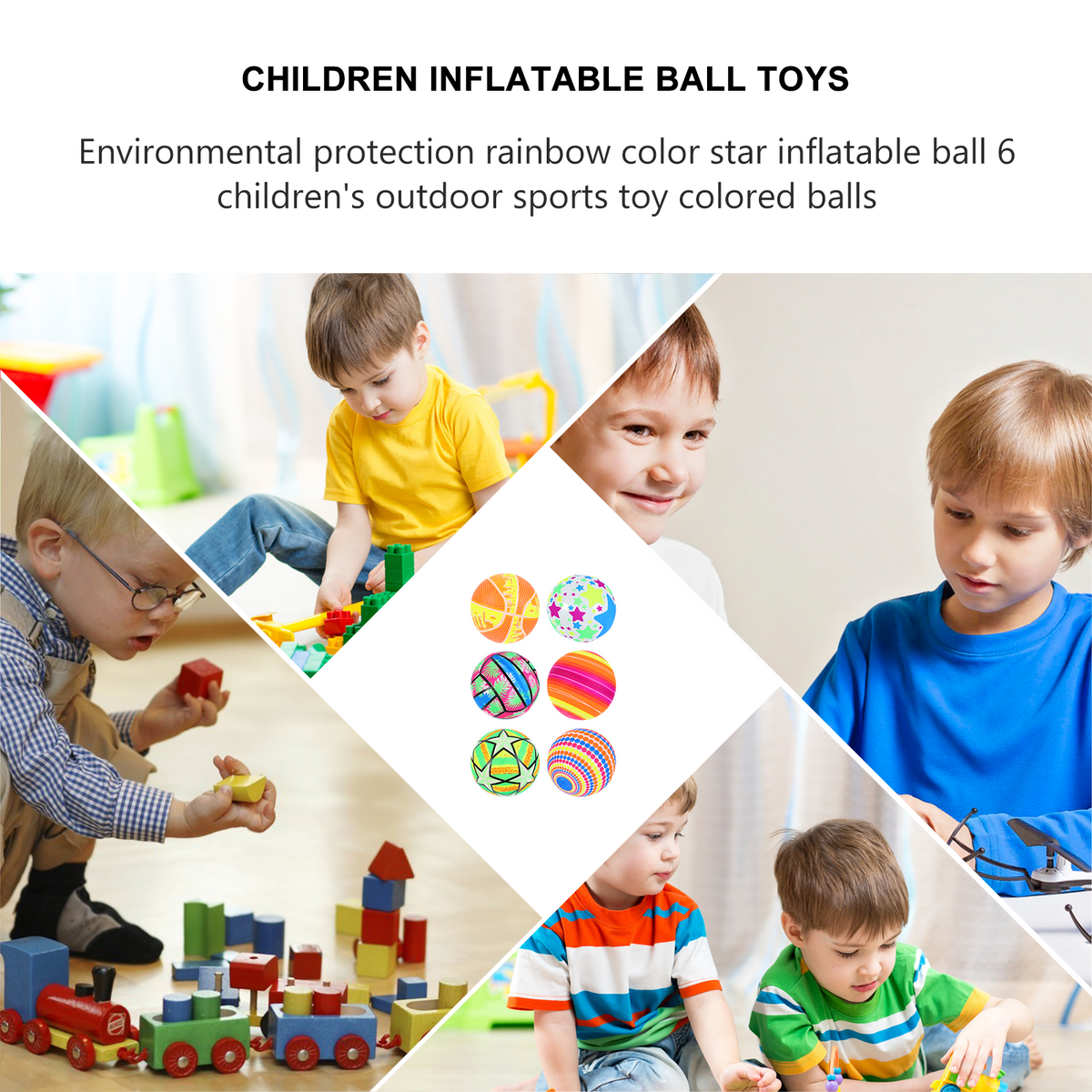 6 Pcs Inflatable Ball Pvc Toys Z691