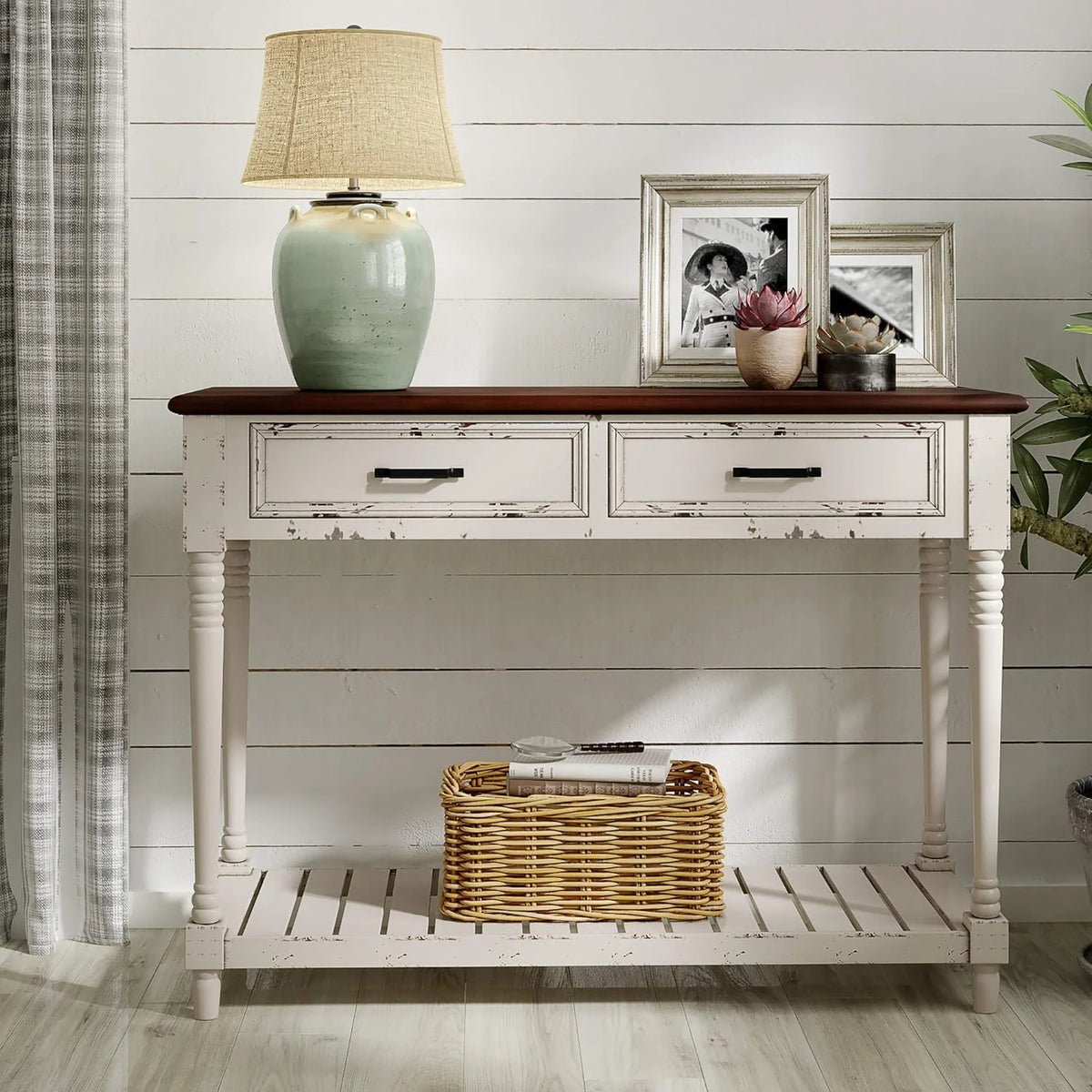White Console Table with 2 Drawers U1556