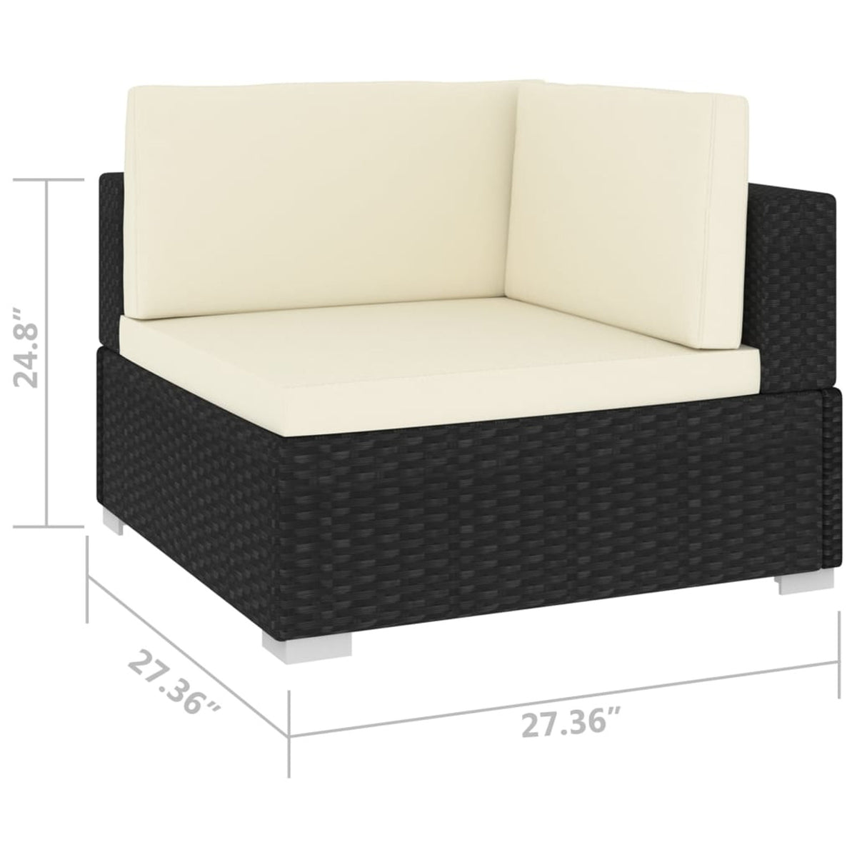 Black Poly Rattan Patio Sofa Set with Cushions Y4405