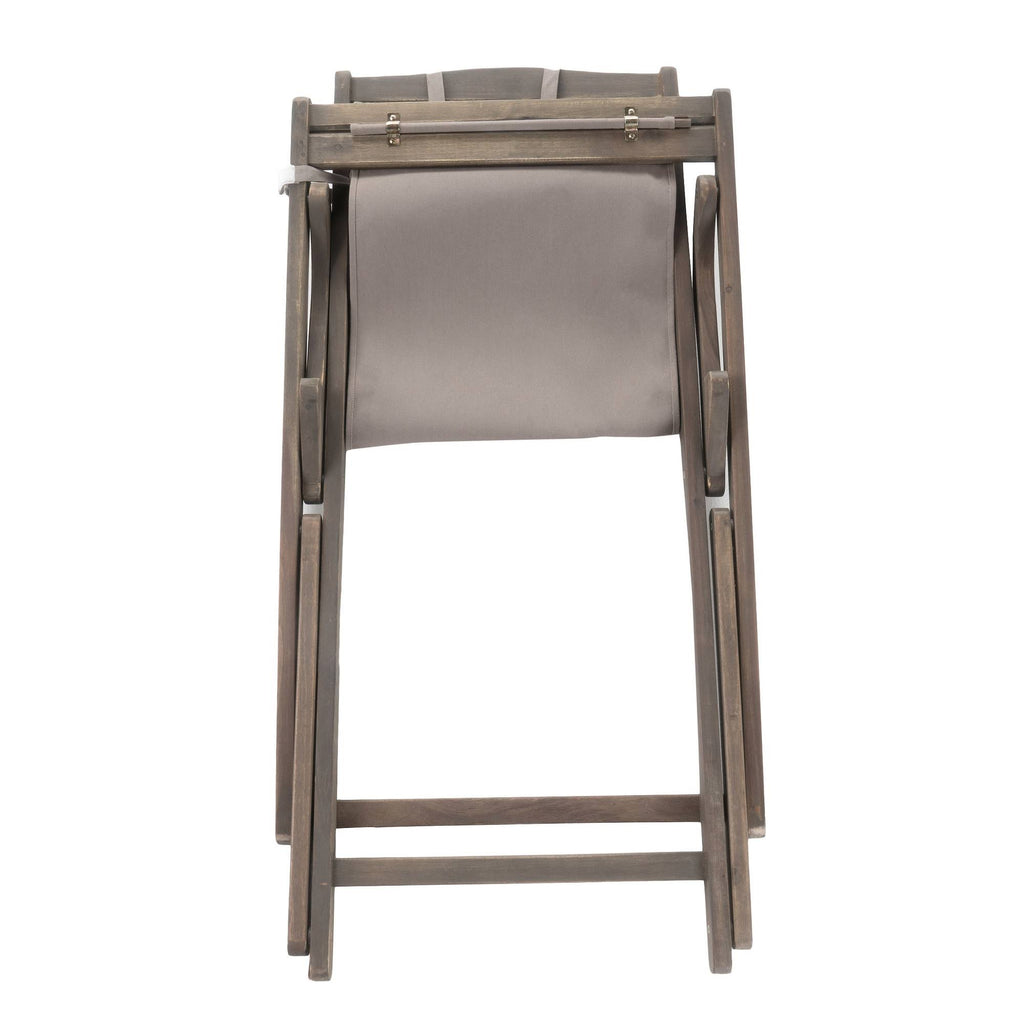 Brown Wood and Canvas Sling Chair Set of 2 Z2168