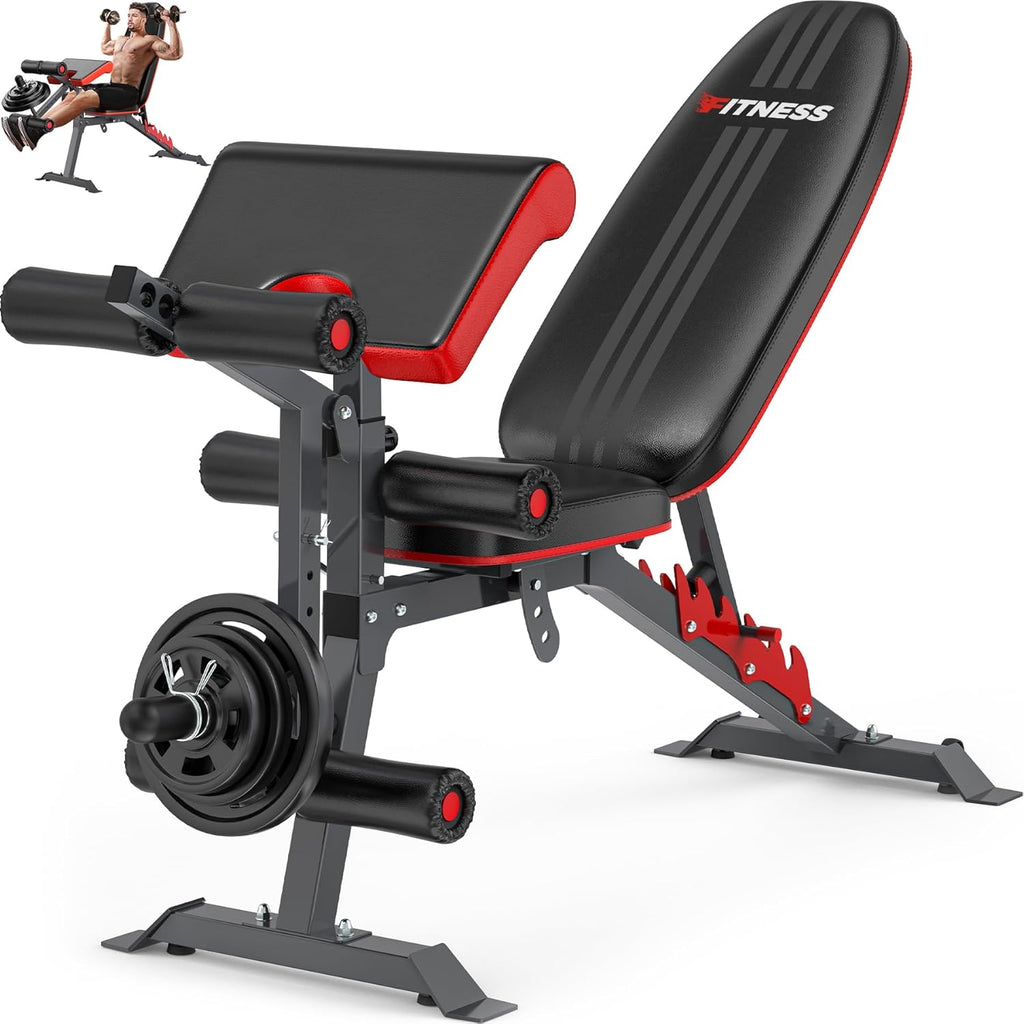 800lbs Load Adjustable Weight Bench with Leg Extension and Preacher Pad A7194