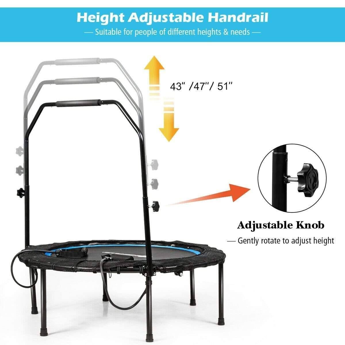 Foldable Fitness Rebounder Trampoline with Resistance Bands E7230