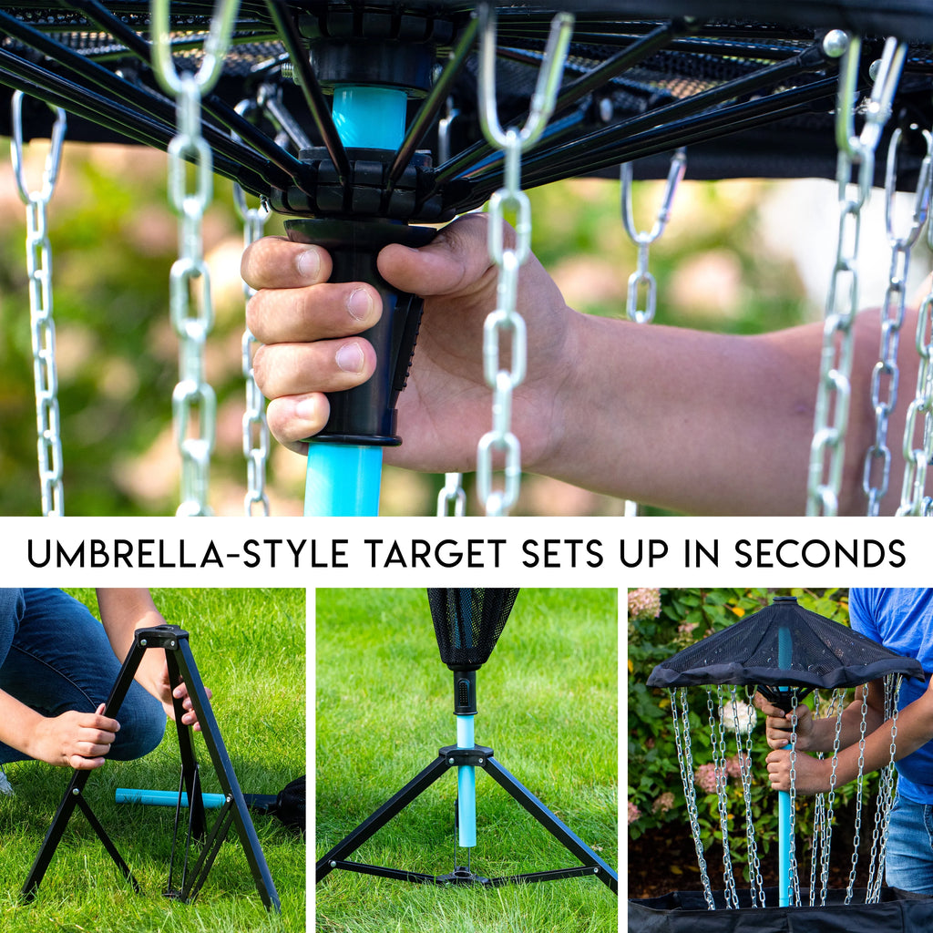 PDGA Approved Portable Disc Golf Target Basket Set with Metal Chains D3277