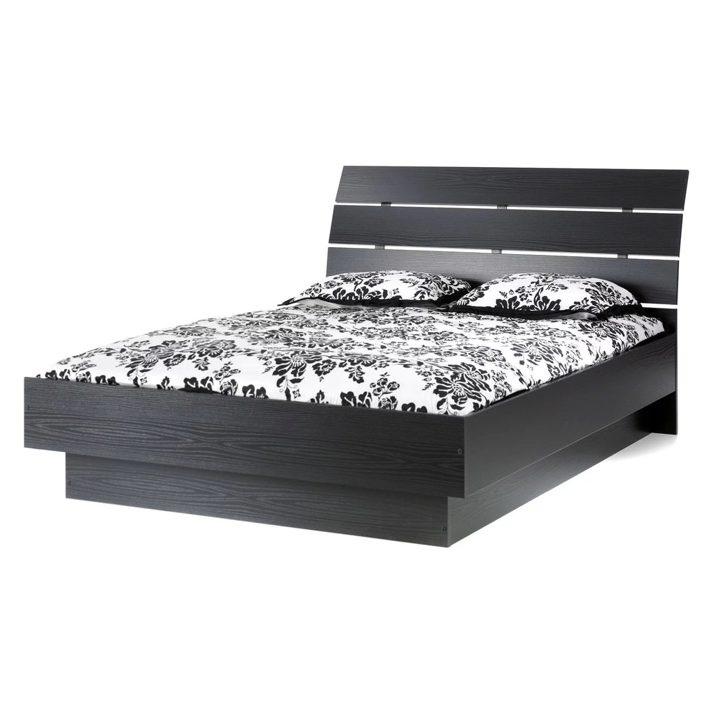 Queen Bed with Slats Black Woodgrain Z6874