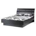 Queen Bed with Slats Black Woodgrain Z6874