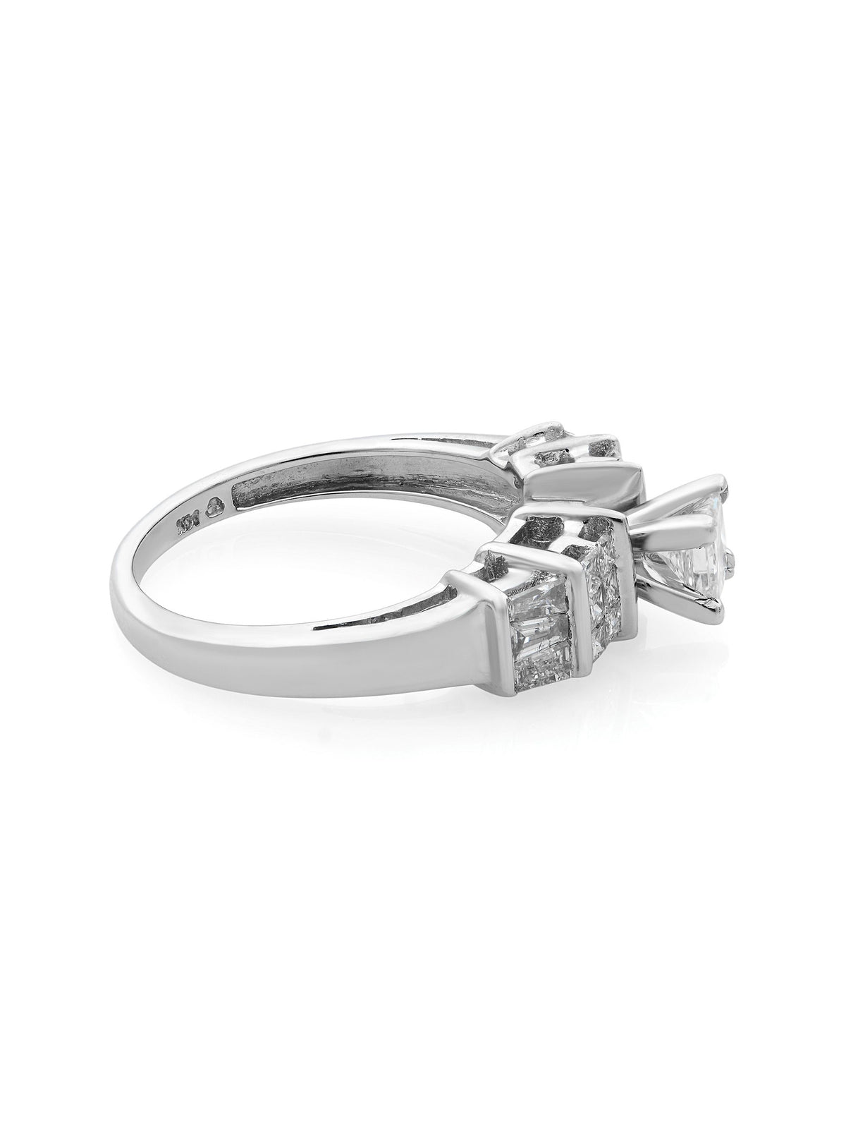 Princess Cut Diamond Engagement Ring 14K White Gold 1.00cts Size 7 S1242