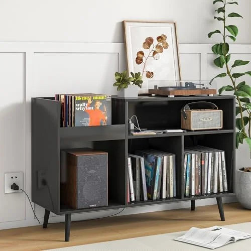 Mid-Century Record Player Stand with Vinyl Record Cabinet M225380
