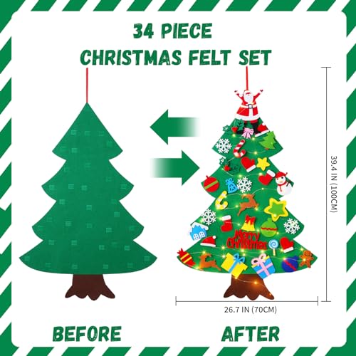 Felt Christmas Tree with 34 Ornaments U5979