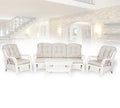 Rattan Wicker Living Room Set 4 Pieces: 2 Lounge Chair ThreeSeater/Sofa Coffee Table White Color with Cushion V807