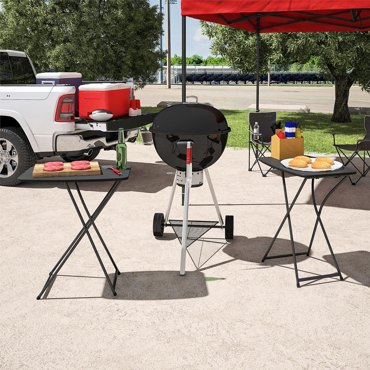 Black Adjustable Height Folding Table, 2 pack V44918