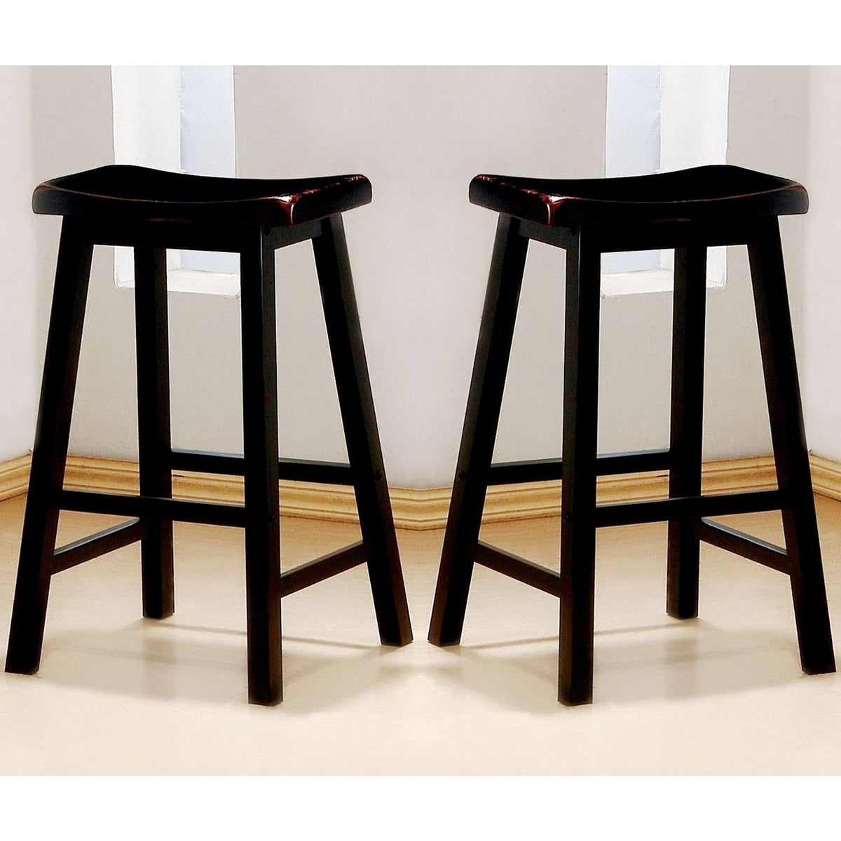 Distressed Black Cherry Counter Height Stools (Set of 2) B4191